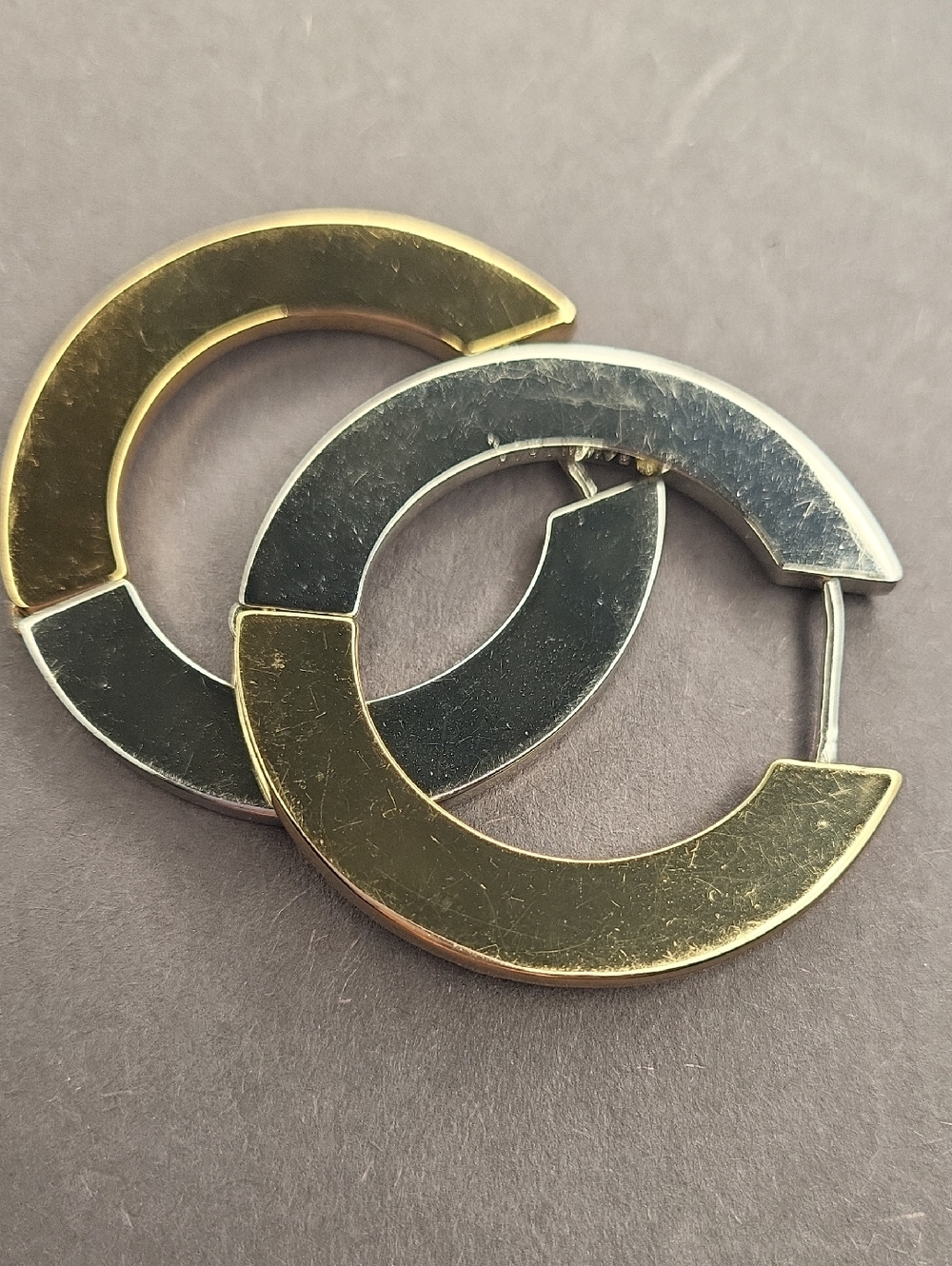 BaubleBar Two-Tone Gold and Silver Crescent Hoop Earrings